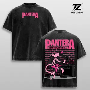 Pantera Boys From Hell Graphic Tee Vintage Washed Oversized Heavyweight Cotton Groove Metal Band Merch Double Sided Streetwear T Shirt Gift For Fans