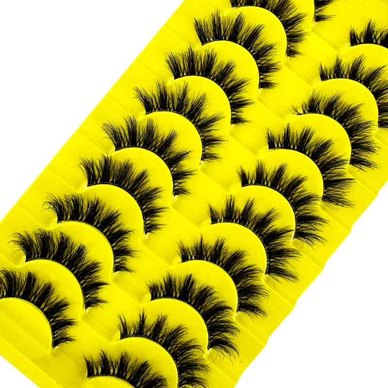 10Pairs Manga Natural Wispy False Eyelashes - Clear Band Faux Mink Lashes Cat-Eye Shape, Natural Look For Halloween Cosplay Manga Everyday Glam - Reusable, Comfortable, Beginner Friendly cute  lashes