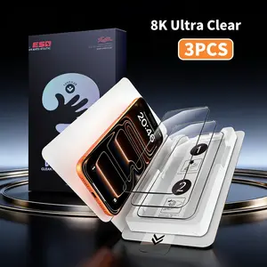 Crystal Clear Screen Protector 3 Pack for iPhone Privacy Protective Accessory Dust-Free Box Shock Resistant Tempered Glass