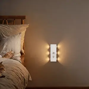 Rgb16 Color LED Motion Sensor Night Light, Rechargeable Wall Lamp, 6-Head Cat Eye LED, for Living Room, Bedroom, Office, Hallway, Bathroom