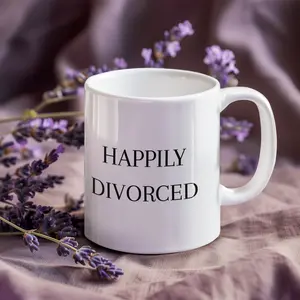 Happily Divorced Ceramic Mug - 11oz, 15oz, 20oz - Reusable Coffee Cup for Humor - Divorce Party Decor & Gift Drinkware