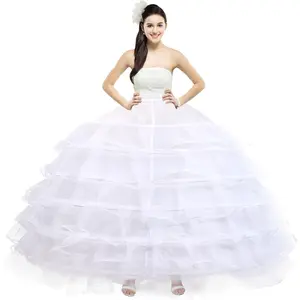 Women's 6-Hoop Crinoline Underskirt, Fluffy Spandex Fabric Bottom Clothes, Floor-Length Ball Gown Hoop Skirt for Quinceanera Wedding