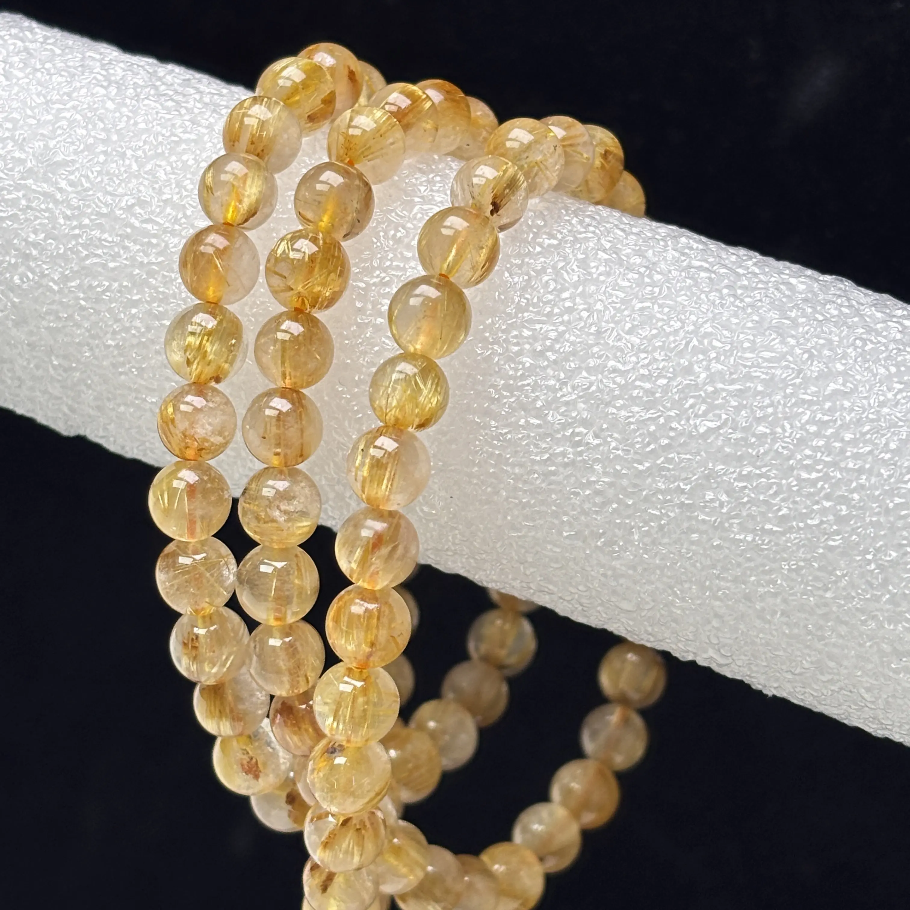 S-Grade Golden Rutilated Quartz Multi-Loop Bracelet - Premium Aesthetic Unisex Natural Crystal Beaded Jewelry Gift gemstone