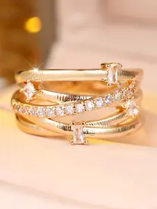 1 Piece Multi-layered Wrap Ring Golden Color Hollow Out Rings for Women & Man, Fashion Accessories For Women, Delicate Jewelry For Party, Club, All-match Fashion Accessories For Daily Wear