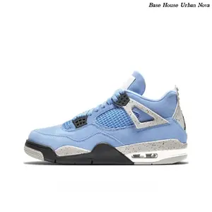 Sky Blue & Cement Grey High-Top Sneakers - Suede & Mesh Upper with Visible Air Cushioning | Retro Basketball Kicks for Streetwear & Gym