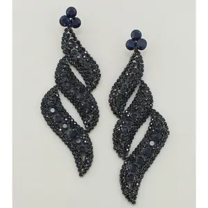Long Navy Statement Earrings | navy bolts | 364542