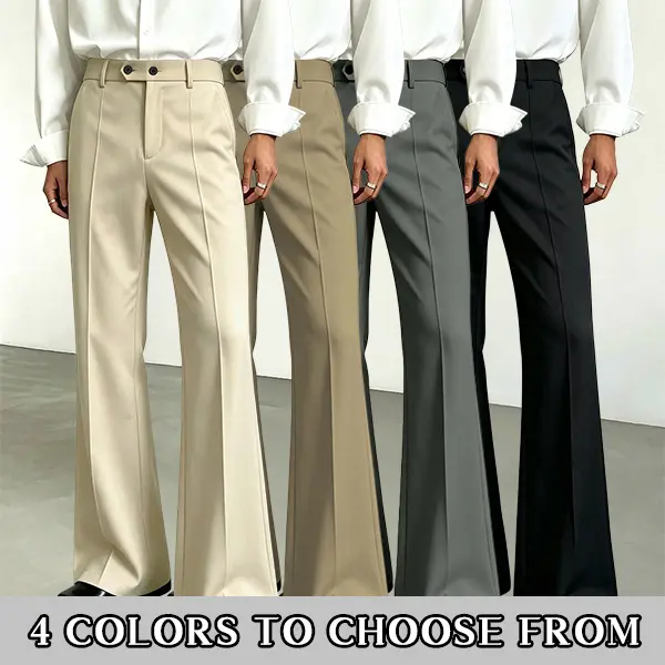 Men’s high-waisted long overcoat with a center crease and fluid drape, business formal wear, available in four colors with two-button closure, suitable for office and commuting.