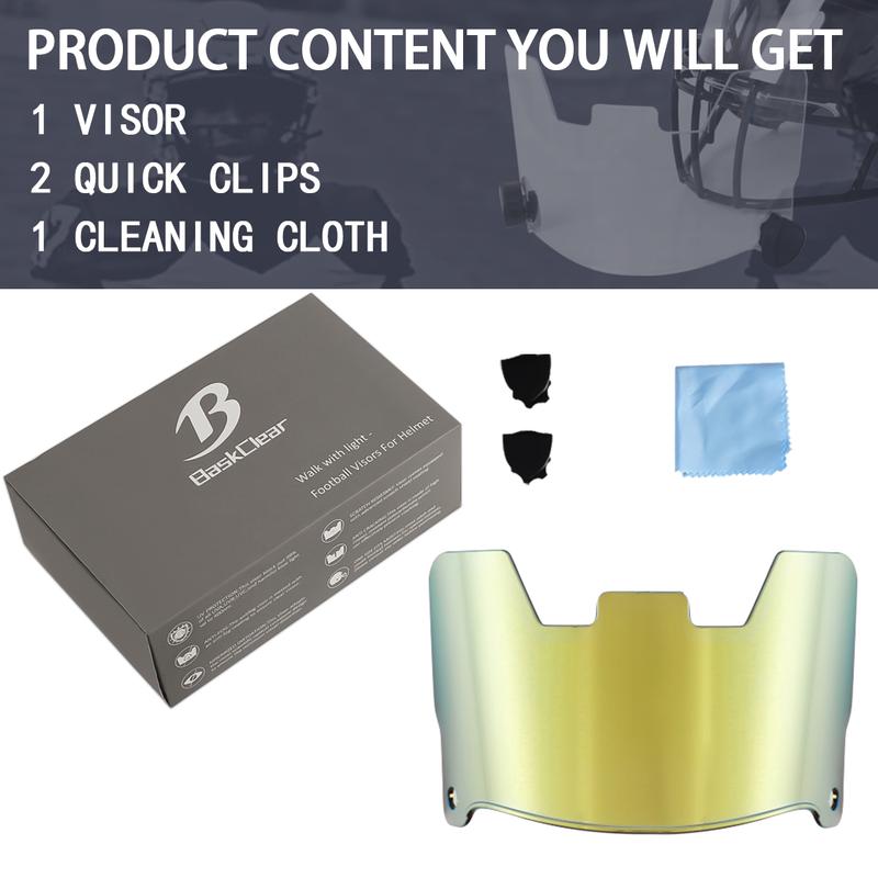 Football Visors for Helmet -Football Visor - Football Helmet Visor Fits Adult & Youth Football Helmets - Anti-Fog, Scratch Resistant Clear Visor Football Face Shield