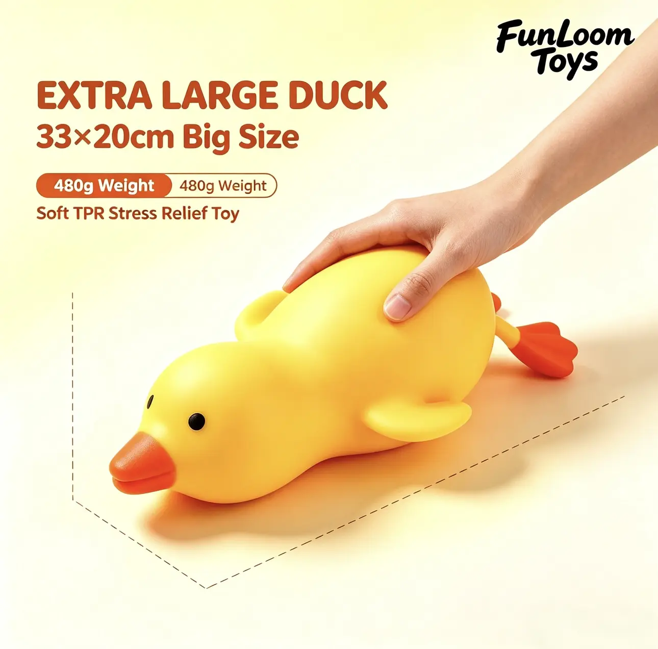 33cm New Jumbo Prone Duck Fidget Toy, Squeezeable Slow Rebound Sensory Stress Reliever, Soft Stretch Stress Ball, Unisex Fidget for Adults & Kids Perfect Gift