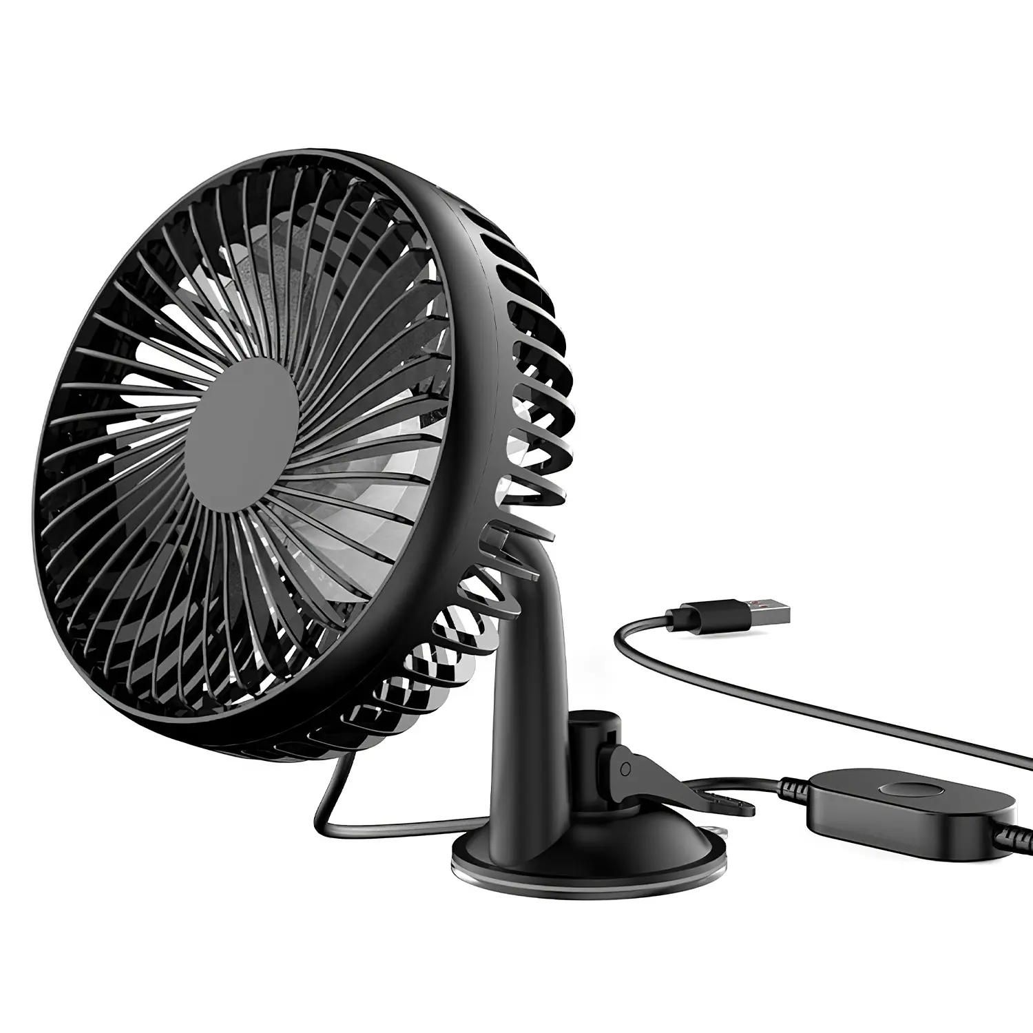 1pc Compact Multifunctional USB Port Auto Cooling Fan - 3-Speed Control Interior Accessory with Rear Seat Clip, Dashboard Window Suction Design for SUV, Sedan, 3-Speed Control Auto Cooling Fan