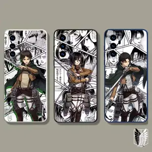 Attack On T-Titan Eren Mikasa Levi Hot Anime Phone Cases For iPhone 17 Promax Pro Air 16 Plus 15 14 13 12 11 SS Galaxy S22 S23 S24 S25 Black TPU Soft Cover