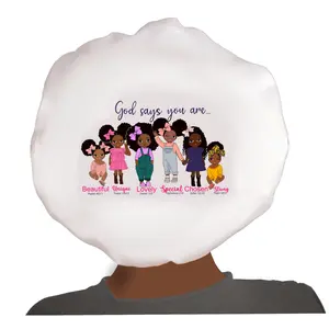 Coco Diamond Beauty Custom Satin Hair Bonnet for Women, Men and Kids Sleep - God says scripture inspirational
