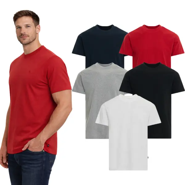 5 Pack Black Horse Club Men's Crew Neck Cotton T-Shirt Classic Casual Fashion Tee Embroidered Logo Flag Tag Short Sleeve Everyday Basic S-XXL