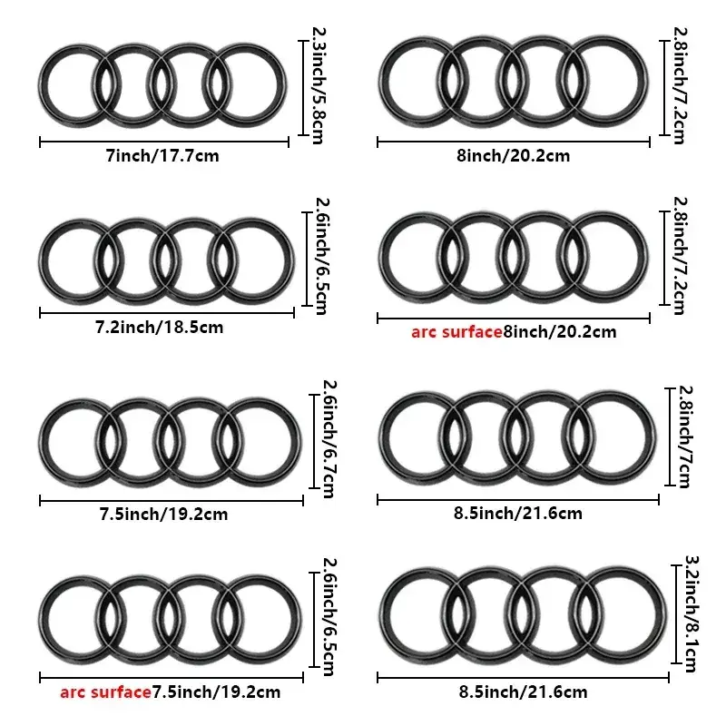 2026 New 4 Ring ABS Car Hood Front Bonnet Grill Rear Trunk Emblem Logo Badge Sticker For Audi  A4 A5 A6 A7 S3 S4 S5 S6 Q3 RS3 RS4 RS5 RS6 For your Cars