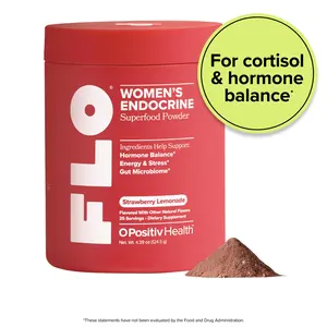 FLO Women’s Endocrine Superfood Powder for Hormone Balance and Stress and Gut Health - Strawberry Lemonade Flavor (25 Servings)