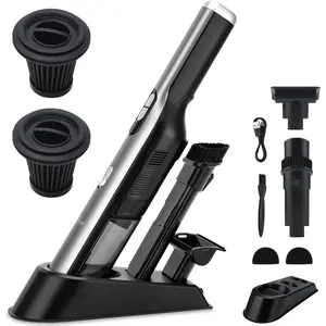 Vacuum Car Vacuum Cleaner with 18KPa Suction, Chargeable Vac with LED Front Light & Dock, Dust Buster for Office Home, Pet Brush for Pet Hair, Gray