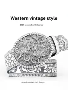 Western Style Women's Belt with Unique Design, Boho Chic Waistband, Perfect for Western Fashion, Casual Wear, Western Buckle Belt, Rhinestone Decorated Belt, Cowboy Belt, Concho Western Belt