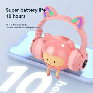 Wireless Headphones • Foldable Design for Easy Portability • Hifi Stereo Sound • Suitable for Watching Videos, Djing, Music Production, Gaming • Compatible with Phones And Tablets • Featuring Cute Cat Ear Design