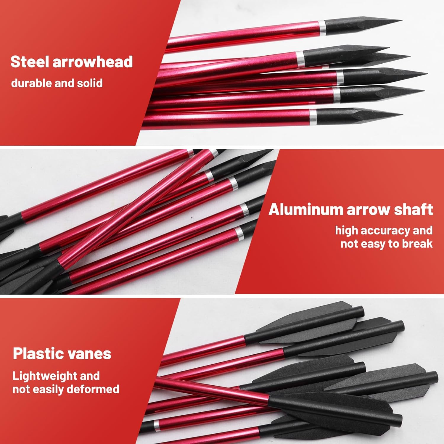 6.7" Aluminum Crossbow Bolts 5 Bright Colors, Replaceable Tips for 50-60 lb Crossbows - Target Practice & Small Game Hunting, Adult Use 6.7" Aluminum Crossbow Bolts 5 Bright Colors, Replaceable Tips for 50-60 lb Crossbows - Target Practice & Small Game Hunting, Adult Use