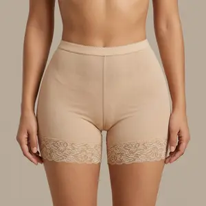 Women's Butt Lifter Padded Panties | Seamless Booty Enhancer Shapewear Shorts | Lace Trim Anti-Chafing Slip Shorts for Under Dresses | Tummy Control Mid Waist Boyshort Underwear | Natural BBL Effect Enhancing Body Shaper