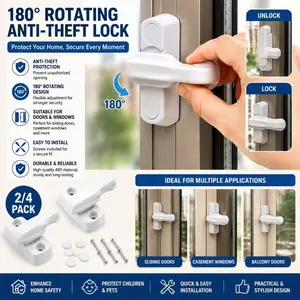 2/4pack of 180° rotating T-shaped anti-theft locks, used for flat doors and windows and windows that are crucial for home safety