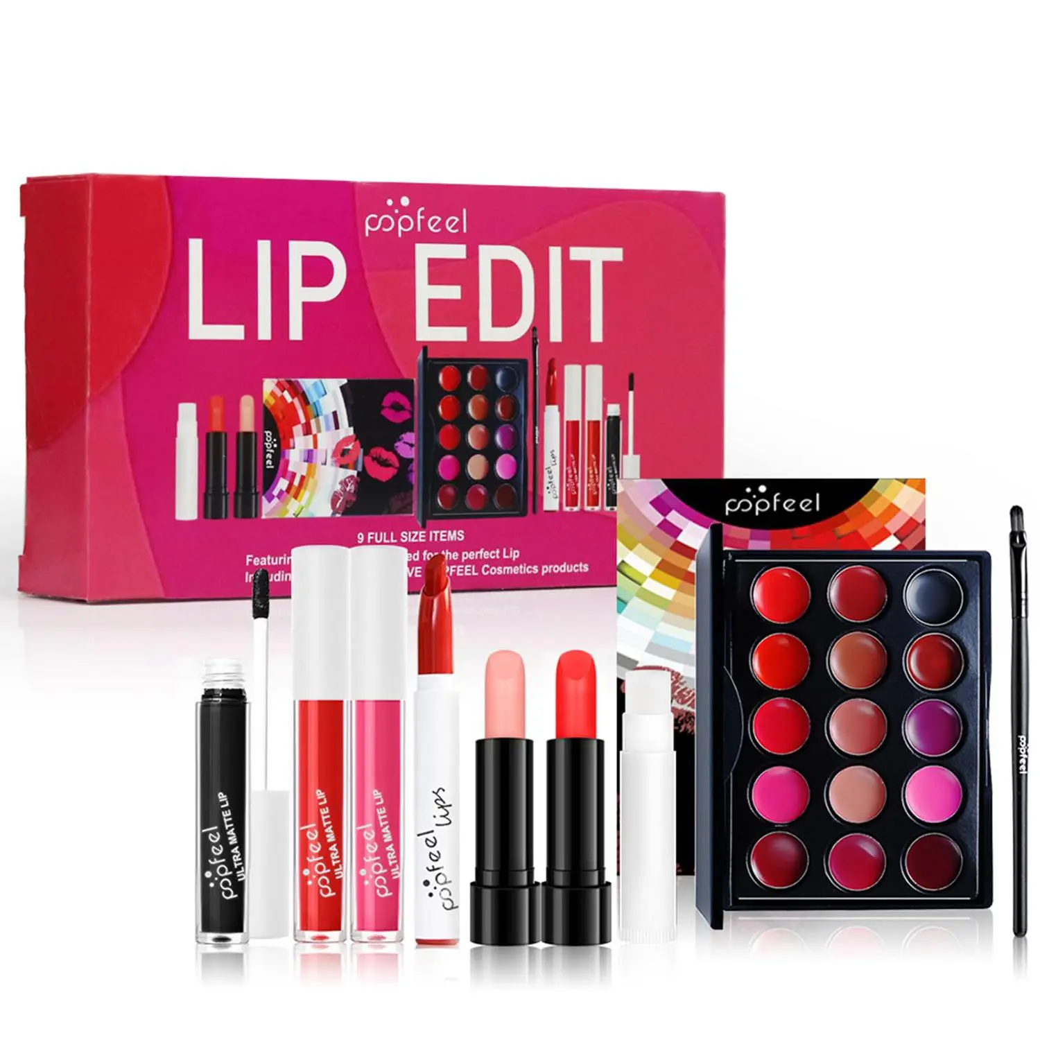 Multicolor Makeup Kit, All-in-One 9 pcs Holiday Makeup Starter Kit Gift Set for Women, Flawless Complexion All-In-One Beginner Makeup Kit Teen Makeup Kit with Lipstick Set Cosmeticsupplies Pink Case Revlon Lip Gloss Blus Glossy