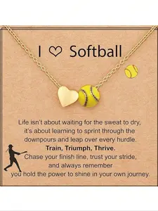 1 pc Women's Softball Pendant Necklace, Sports Accessories, Couple Jewelry Gifts, Ins Style Design, Suitable For Daily Wear, Gift For Friends, Family, Couples, Birthday And Holiday