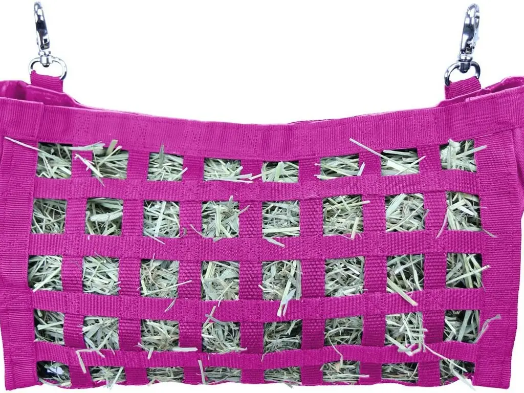 Rabbit & Guinea Pig Hay Bag Feeder with Super Tough Bottom Design | Medium 15" x 9" x 5" Hay Feeder | Organized Feeding | Made in USA Design (Pink, Medium 15" x 9" x 5")