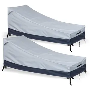Outdoor Chaise Lounge Cover Waterproof 2 Pack, 420D Patio Lounge Chair Covers for Outside Pool Furniture, UV Resistant Chaise Cover with Air Vents & Windproof Buckles (Gray-Darkgray, 80''x30''x26'')