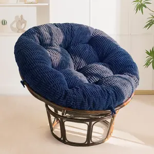 Papasan Chair Cushion with Thick Corduroy Cover (), Supportive Cushion, Navy, 48 x 48 Inch