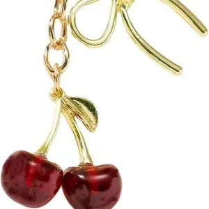 Cute cherry bow bag purse charms keychains key chains accessories for women handbags car keyring backpacks tote bags