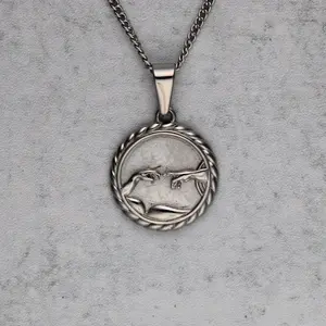 Silver Creation of Adam Pendant Chain Necklace