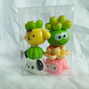 Resin DIY Craft Decorative Miniature Animal Flower Pot Planters, Creative Car Home Desktop Ornament Set, Cute Collectible Figurines, 4 Assorted Pieces Per Box, Resin Material, DIY Potential, Compact Size