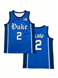Duke Blue FLagg 2 Royal Blue Sleeveless Basketball Jersey, Breathable Quick Dry College Tank Top with Gothic "Duke" Lettering & White‑Navy Striped Trim, for Duke University Fans, Basketball Supporters, Sports Collectors & Streetwear Enthusiasts