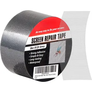 Window Screen Repair Tape, 2 in X 15 FT(180IN) Screen Rrepair Kit for Windows or Doors,  Adhesive Screen Patch Repair Kit Mesh Repair (Grey, 15 FT)