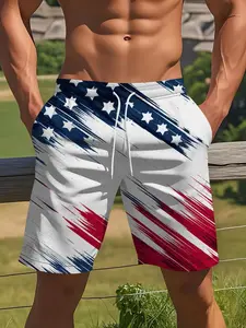 American Flag Pattern Men's Beach Shorts, Quick-Dry Breathable Casual Short Pants, Summer Outdoor Sports Swim Trunks, Quick Dry Swimtrunks