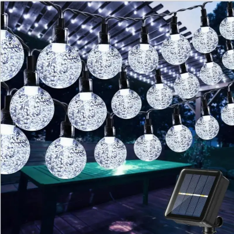 Christmas Solar Bubble Lights String, 12m Hanging Led Lighted Lamp, 100 LED Bulbs, Zero Electricity Cost, Indoor & Outdoor Holiday Decorations