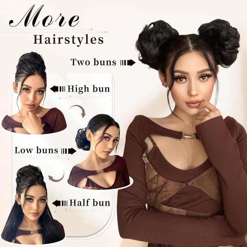 Messy Bun Hair Piece Wavy Curly Scrunchies for Women Hair Bun Hair Piece with Elastic Band Scrunchies Stretchy Fluffy Chignon Ponytail Hairpieces Updos for Women
