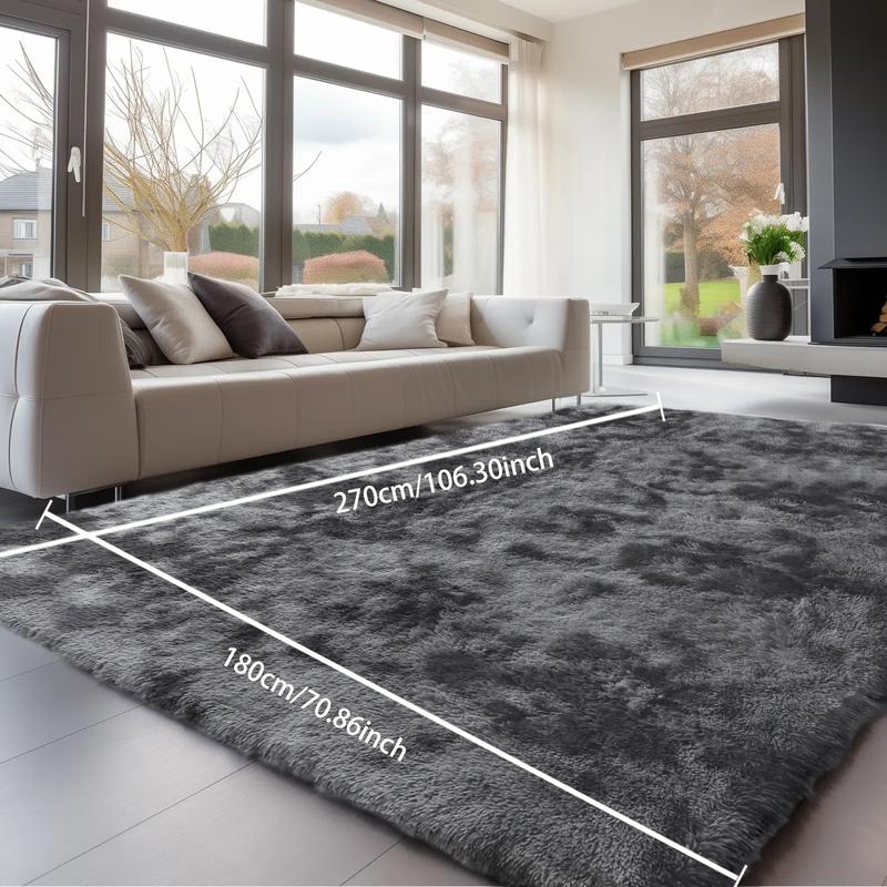 Modern Long Pile Polyester Fiber Rug, Fluffy Modern Rug, Rectangular Carpet for Living Room & Bedroom, Home Use, Multiple Sizes Available
