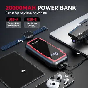 20000MAH POWER BANK &Car Jump Starter, 3000A Peak 20000mAh Battery Jump Starter, Start Any 9L Gas Engine or up to 7L Diesel Engine, 12V Car Jumper, Battery Booster Power Pack, Type-C Quick Charge,Christmas Gifts Practical Birthday Gifts