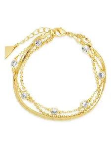 Paisley CZ & Layered Chain Bracelet