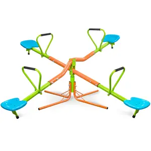 360° Rotating 4-Seat Kids Seesaw | Sturdy Outdoor Playground Equipment for Backyard & Kindergarten Fun Ages 3+ Blue & Teal, Outdoor Kids Stuff, Kids Outdoor Play,summervibes