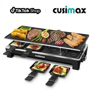 CUSIMAX Multifunction Tabletop Griddle - 2-in-1 Electric Nonstick Coating Unit, 1500W Corded, Reversible Plate, Adjustable Temperature Control, 8 Paddles, Portable for Indoor Korean BBQ & Cheese Raclette #SummerWins #DealsForYouDays