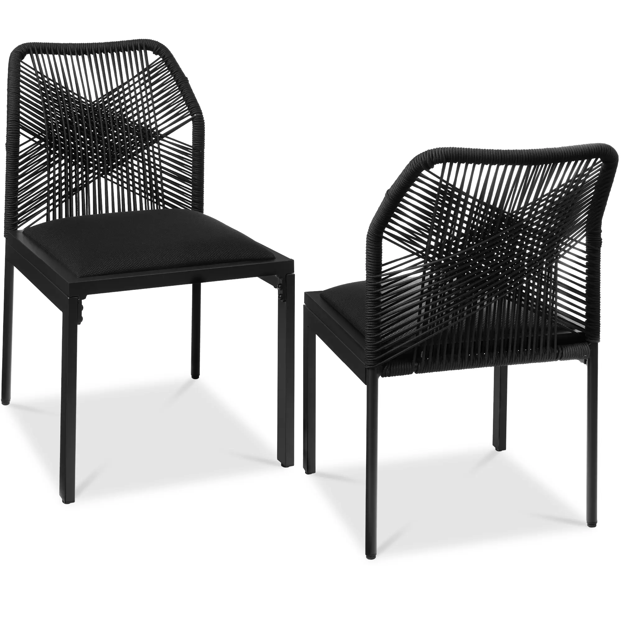 Best Choice Products Set of 2 Indoor/Outdoor Aluminum Woven Side Dining Chairs w/ All-Weather Rope