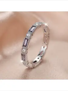 Trendy European American Fashion Rectangular Purple Circle Ring Light Luxury Elegant Minimalist Ins Style High End Daily Versatile Finger Ring For Women Jewelry
