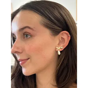 Bow Pearl Drop Earrings