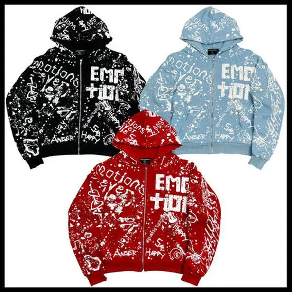 Mixed Emotion Graffiti Hoodie, Dark Graphic Pullover Sweatshirt for Men and Women, Y2K Streetwear Hoodie , Trendy Oversized Street Style