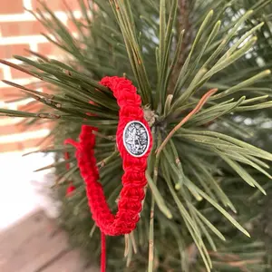 Unisex Guardian Angel and Saint Michael Red Bracelet.