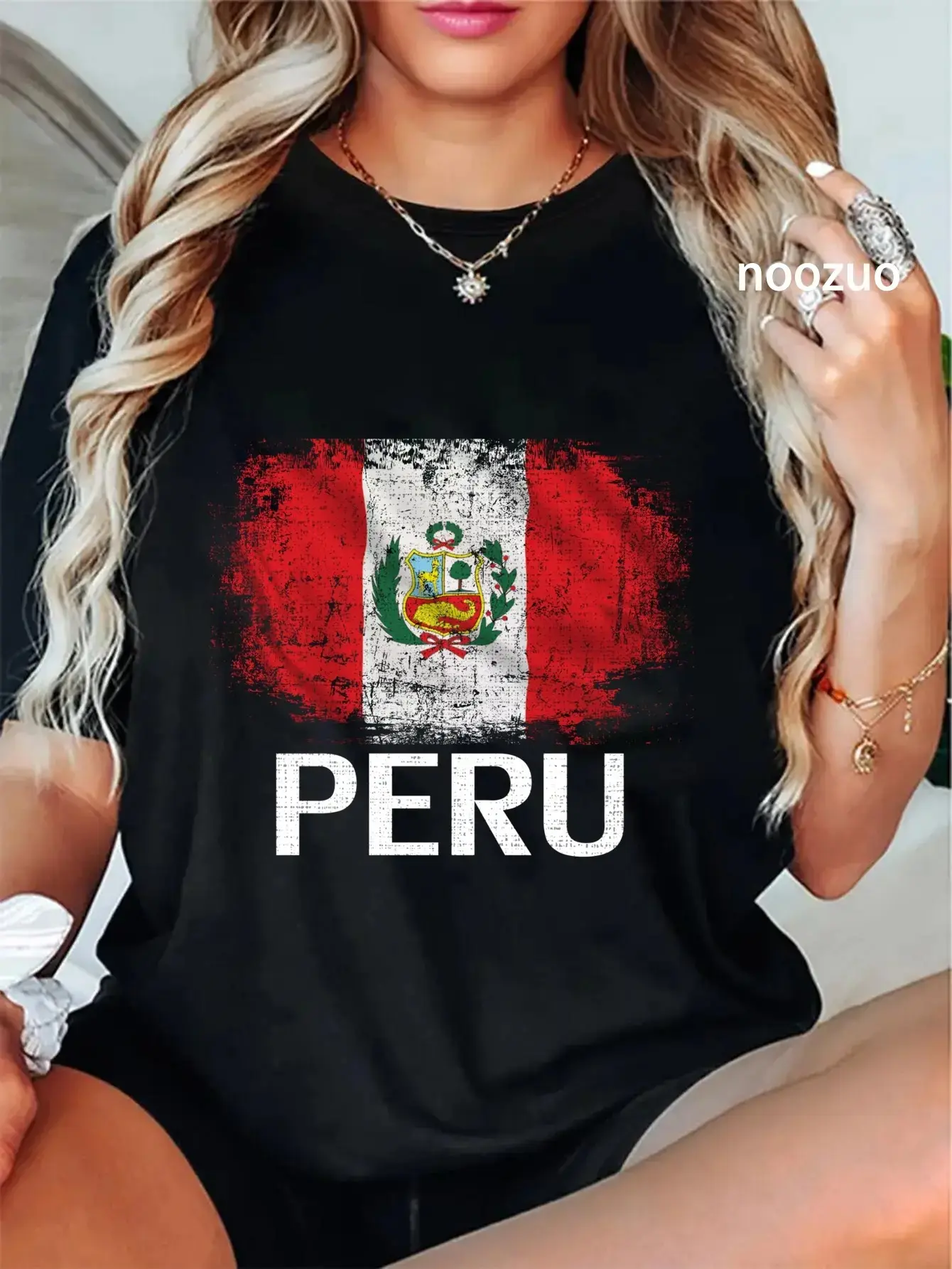 Unisex Vintage Peru Flag For Peruvian Gift TShirt Casual Graphic Printed Tee Cotton Menswear Graphic Crew Neck Top Womenswear Streetwear Crewneck Tshirt