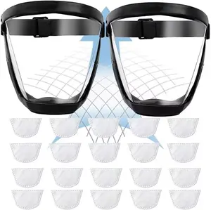 2pcs Super Protective Face Shield, Face Shield Mask for Work, Full Face Shield for Weed Whacking, High-Definition Plastic Face Shield Mask